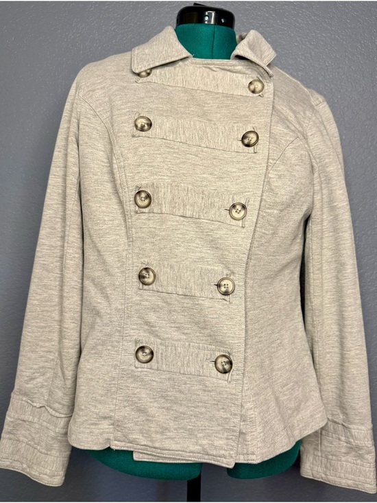 CAbi Tops - Cabi XL Women’s Double-Breasted Light Gray Jacket Military Style Jacket Soft